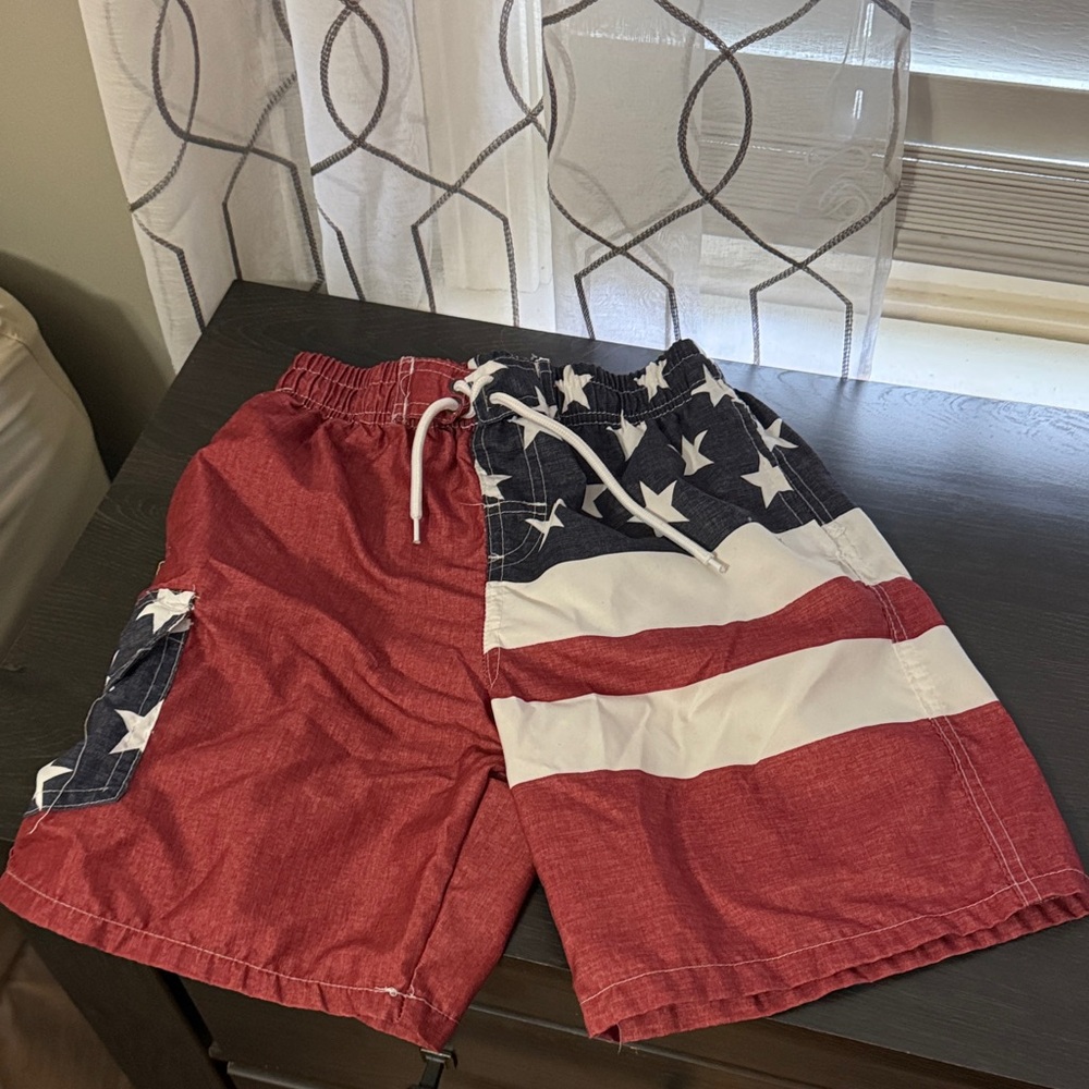 Patriotic Red and Blue Kids Swim Shorts